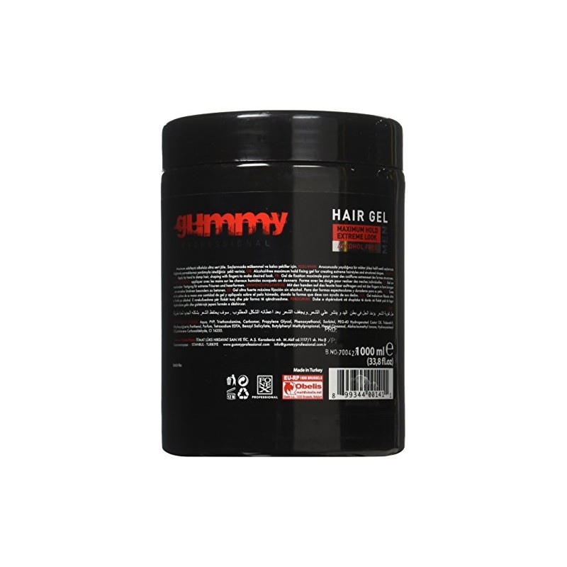 Gummy Alcohol Free Hair Gel, Red, 33.81 Ounce 1000 ml