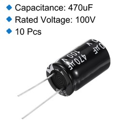 uxcell Electrolytic Capacitor Aluminum Radial High Frequency 470UF 100V 105 Celsius Life 3000H 16 x 25mm High Ripple Current,Low Impedance 10pcs