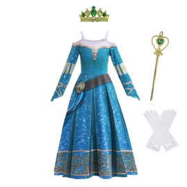 Lito Angels Princess Merida Fancy Dress Up Costume with Accessories for Kids Girls Age 11-12 Years (Tag Number 150), Blue