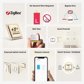 SONOFF MINI DUO-L Zigbee Smart Switch – No Neutral Wire, Zigbee 3.0, Dual Channel, Compact Design, Works with Alexa, Google Home, Hub Required