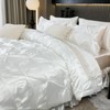 Bedbay White Satin King Comforter Set with Sheets,Pinch Pleat Bedding