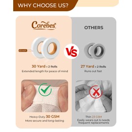 Corebes 2 Rolls Iron on Hemming Tape for Pants, 1/2 INCH x 30 Yards, No Sewing Required - Fabric Fusing Hem Tape Adhesive for Curtains Skirts Jeans Clothes Collars (White)