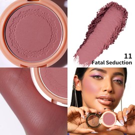 Oulac Rosewood Tone Blush Powder Matt Blush Super Fine Powder & Gentle Application Natural Makeup Vegan & Cruelty Free Suitable for Various Skin Types 4.8 g 11 Fatal Seduction