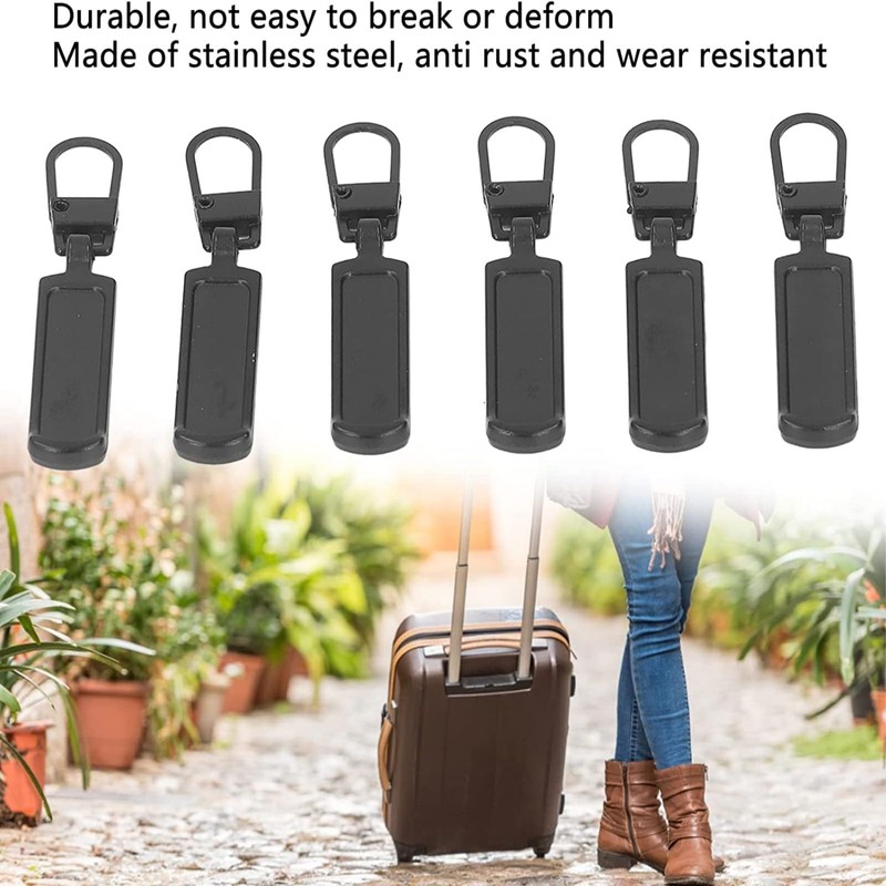 6 Pcs Zipper Pull Replacement, Durable Metal Zip Puller Replacement