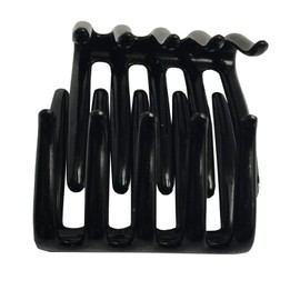 Parcelona French Crab Interlocking Medium Celluloid Glossy Black Hair Clip Side Comb 2 1/4 Inches