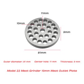 #22 Stainless Steel Meat Grinder Plate Discs Blades Compatible with Meat Grinders,Cutting Disks Heavy Duty (3/8 Hole Plate)