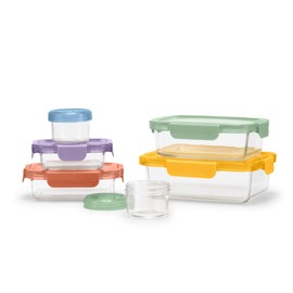 Ello Color Lock 12PC Mixed Glass Food Storage Sets, Leak-Proof Glass Food Storage Containers with Airtight BPA-Free Plastic Lids, Dishwasher, Microwave, and Freezer Safe, Desert Festival
