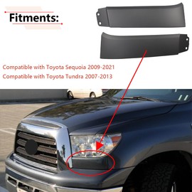 RLB-HILON 1Pair Front Bumper Grille Headlight Filler Trim Panels Set Compatible with Toyota Tundra 2007 to 2013 Year, for Toyota Sequoia 2008 to 2017 Year