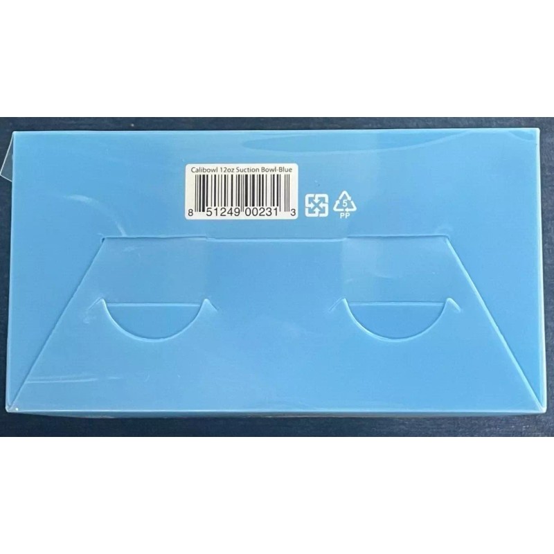 Calibowl Non-Spill Toddler Suction-Base Bowl with Lid, 12-Ounce White/Blue