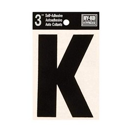 Hy-Ko 30421 Vinyl Letter K Black Self-Adhesive 3", 3"