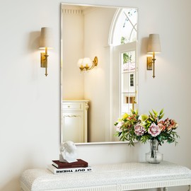 Wiserset Frameless Mirror, 28"x50" Beveled Mirror for Wall, Bathroom Vanity Mirrors for Gym, Entryway, Living Room Hangs Horizontally or Vertically