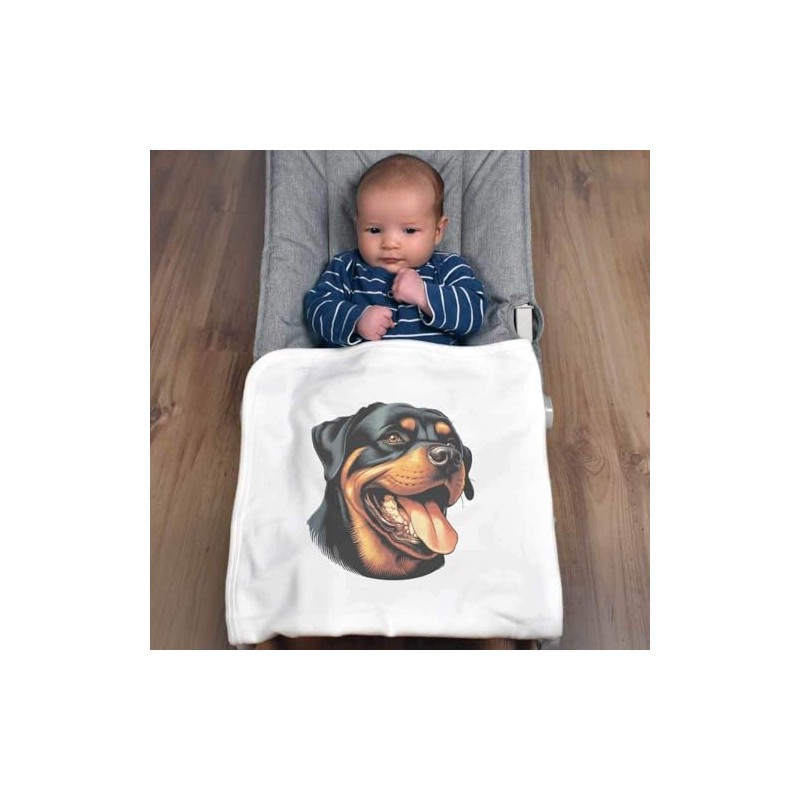 Azeeda 'Happy Rottweiler' Cotton Baby Blanket/Shawl (BY00037636)