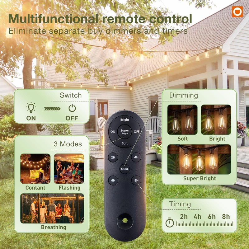 addlon 102(96+6) FT Solar String Lights Waterproof,Patio Lights Solar Powered