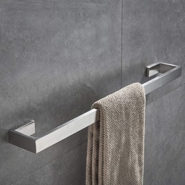 Bathroom Towel Bar 24 Inch Towel Rack Wall Mount Bath Towel Holder Modern Towel Rod Silver Bath Towel Hanger Stainless Steel Brushed Finished Bathroom Accessories Towel Rail Single Bar Brushed Nickel