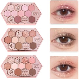 YAYAMIYA Cute Eye Shadow Palette, Honeycomb Eyeshadow, 12 Colors Makeup Palette, Honey Sugar Brown Powder, Eyeshadow, Ins, Blush Dual Use, Korean Cosmetics, Eyeshadow, Pink, Eye Shadow, Waterproof,