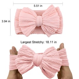 NUARTNOS Baby Nylon Headbands Soft Hair Bow Elastics Hairbands Accessories for Baby Girls Newborn Infant Toddler Kids (Pink)
