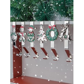 EBANKU 6pcs Christmas Stocking Hangers for Fireplace,6 Styles Christmas Stocking Holders for Mantle Non-Slip Sturdy Mantel Stocking Hooks for Christmas Holiday Home Decoration
