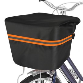 TwoPone Bicycle Basket Cover, Waterproof, Front / Cage Cover, Basket Cover, Thick, Durable, Large, 500D, Adjustable Size, Large Capacity, Reflective Tape, Double Opening, For Rain, Commutes, Bicycles,