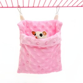 UreverFins Ferret Rat Hammock for Cage, Warm Flannel Hanging Swing Sleeping Bag, for Mini Small Animals, Guinea Pig, Hamster, Sugar Glider, Chinchilla, Flying Squirrel, Squirrel, Pink