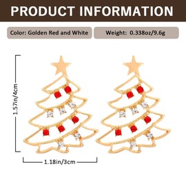 FDEETY Women's Fashion Hypoallergenic Ambient Colourful Cubic Zirconia Christmas Tree Earrings Premium Delicate Sweet Christmas Festive Earrings, Zinc, Not applicable.
