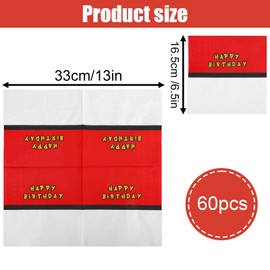 60pcs Happy Birthday Napkins, Red and White Luncheon Napkins for Cartoon Themed Birthday Party Baby Shower Tableware Decorations Cartoon Ball Party Supplies