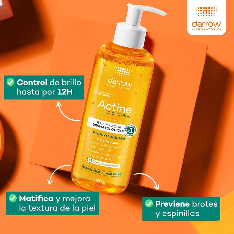 DARROW, Actine Oil Control Gel Limpiador Dermatológico, Piel Mixta a