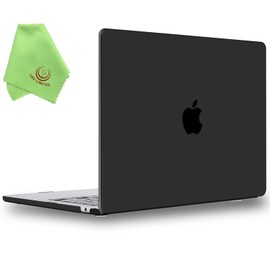 UESWILL Case Compatible with MacBook Air (15 inch, M2/M3/M4, 2023/2024/2025) Model A2941 A3114 A3241 with Touch ID, Matte Hard Shell Cover + Microfiber Cloth, Black