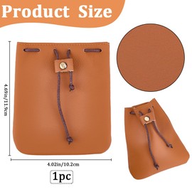 Beebeecraft Leather Bag with Drawstring Cowhide Leather Jewellery Storage Bag 4.7 x 4 (5) cm Sand Small Coin / Dust Wallet for Jewellery