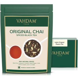 VAHDAM, India's Original Masala Chai Tea Loose Leaf | 50 cups, 3.53 oz - Blend of Black Tea, Cinnamon, Cardamom,Cloves & Black Pepper | Ancient Indian House Recipe of Spiced Masala Tea