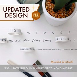 LiuliuBull Set Of 8 Calendar Washi Tape Set, Date Day Week Month Number Calendar Washi Masking Tape, Masking Tape For Arts Crafts Journal Planner