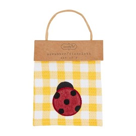 Mud Pie Ladybug Spring Scrub Cloth; 10" x 10"