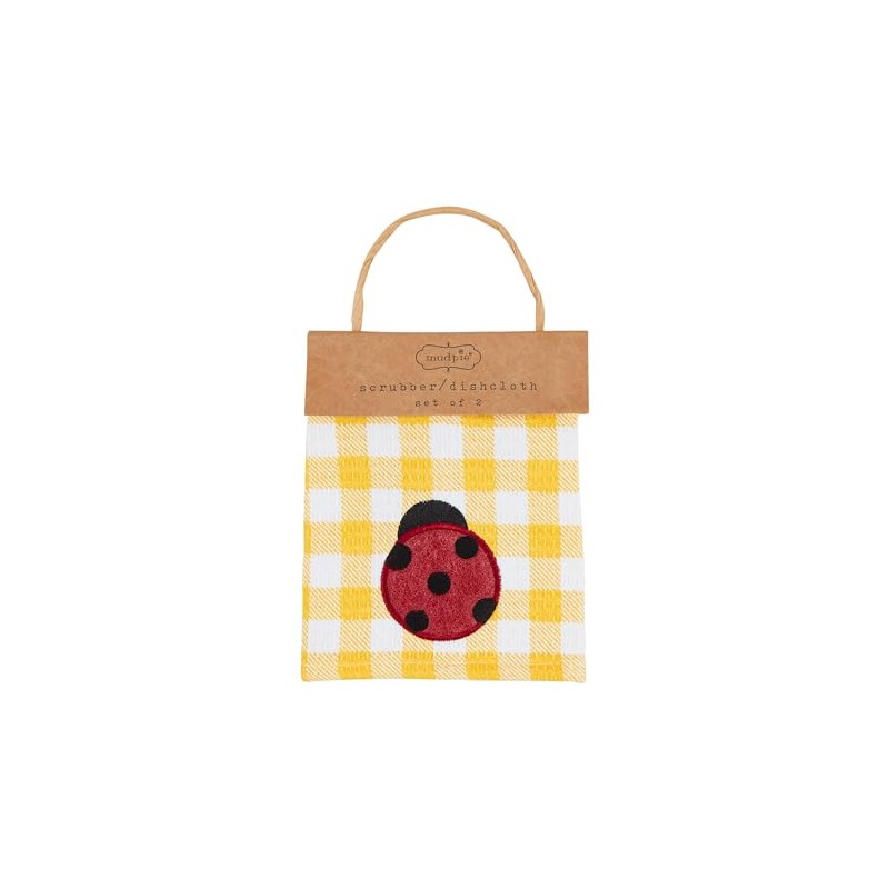 Mud Pie Ladybug Spring Scrub Cloth; 10" x 10"