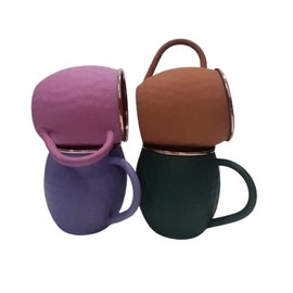 Ornate International 16 Oz Multi Color Matte Moscow Mule Copper Cups and Barrel Mugs, Moscow Mule Mug with Rose Gold Copper Rims, Set of 4 (MULTICOLOR) (Multicolor)