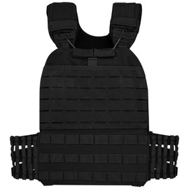 Tactical MOLLE Vest-Adjustable Weighted Vest for Men & Women, Endurance Strength and Cross-Training Weight Vests (BK)