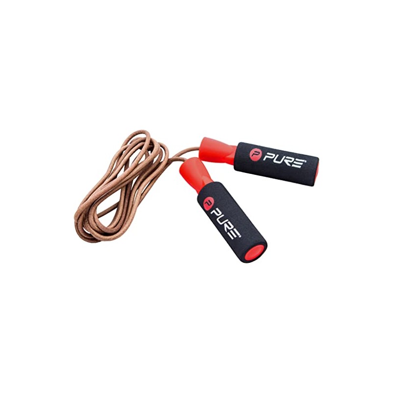 Pure2Improve - Springseil aus Leder, Fitnessseil zum Springen, Schwarz/Rot, P2I201200