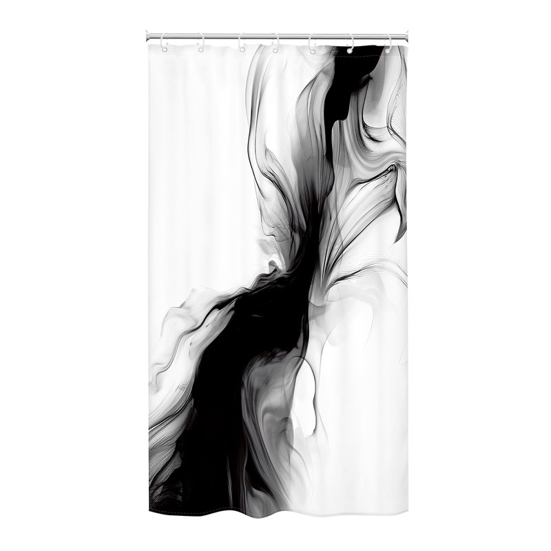 Cinbloo Black and White 54Wx78H Shower Curtain Marble Abstract Modern