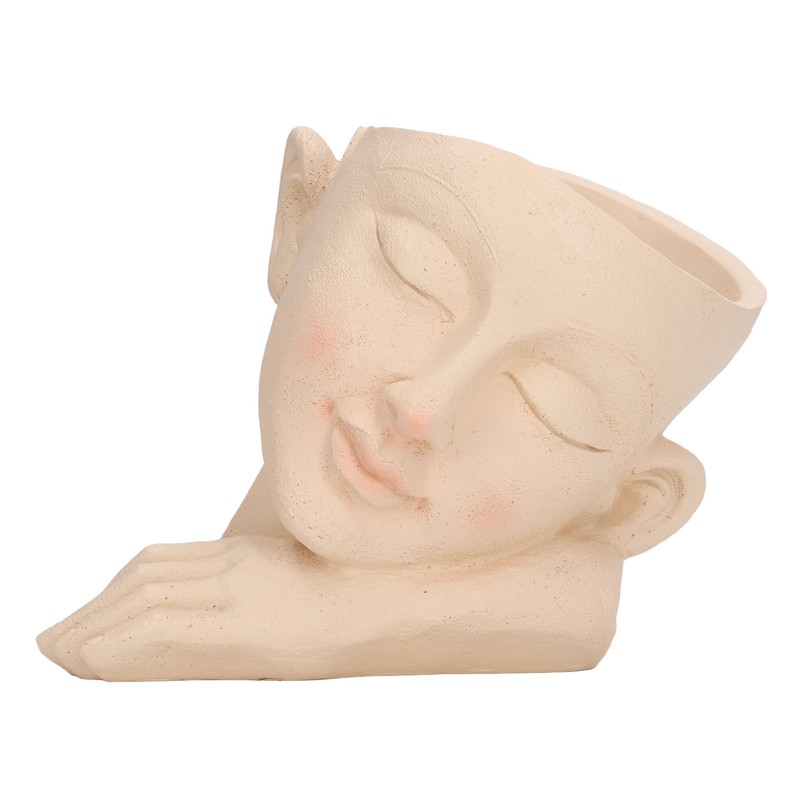 Face Flower Pot Sleeping Girl High Density Resin Drainage Hole