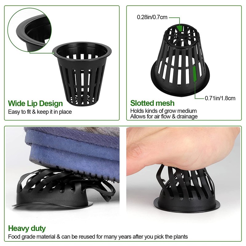 50Pcs Hydroponics Cups Lightweight Economy Net Pots 2 Inch Plastic