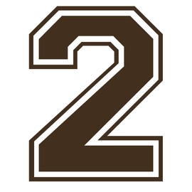Applicable Pun Varsity Number 2 - Vinyl Decal - Brown 6 Inches Tall
