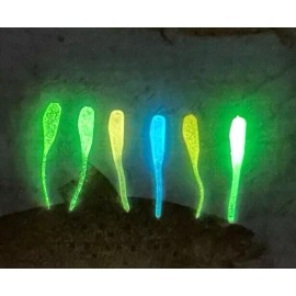 Pack N' Fish 120 Jigs-6pkgs-1" GLOW Mini Stinger Fishing Crappie Ice Soft Plastic Baits Pan