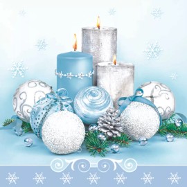 Paper Luncheon Decoupage Napkin Blue CHRISTMAS CANDLE Ornament Pack of 20