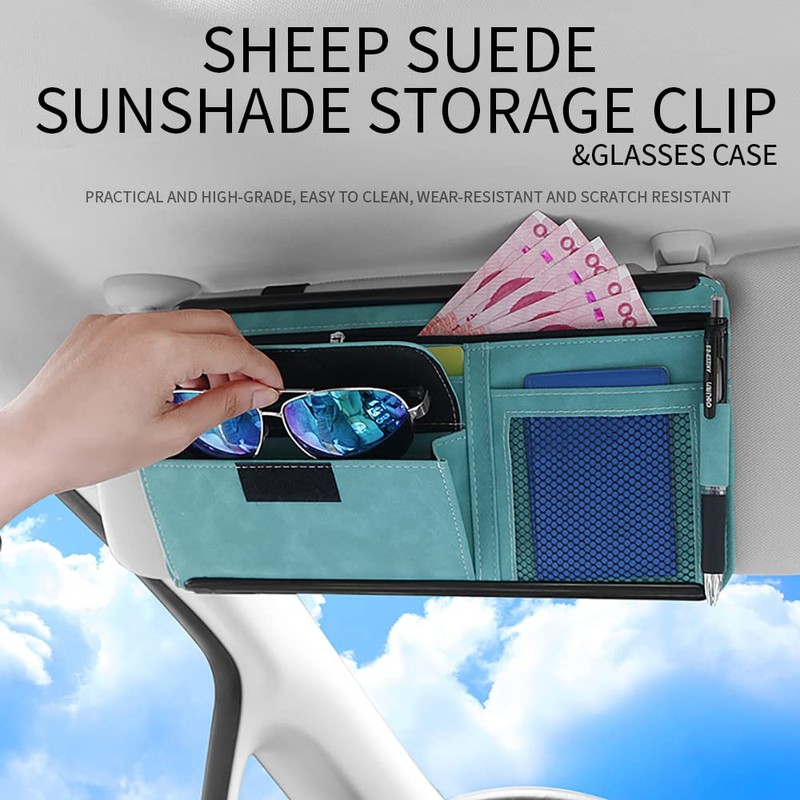 Car Sun Visor Organizer Glasses Case Storage Bag Note Holder