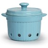 Garlic Keeper with Lid, Ceramic Garlic Saver Container for Countertop, Kitchen Decor (Turquoise)