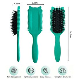 Upgraded Curl Defining Comb for Curly Hair – Cute Cat Ear Design, Detangling & Frizz-Reducing Wide Tooth Comb for Men & Women | Gently Shapes Waves & Coils Without Pulling, Ideal for Natural Hair:_green