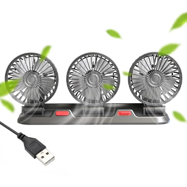 YANGUN USB Car Fan, USB Three-Head Car Fan, Portable Car
