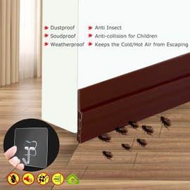 Camel Home Sweep Weather Stripping - Self Adhesive Rubber under Door Bottom Seal Strip Draft Stopper Insulation for Weatherproof, Soundproof, Dustproof, Insectproof, 2" W X 39" L (2 Pack Brown)