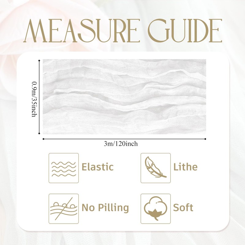 Wokceer Cheesecloth Table Runner 10FT Ivory White Boho Gauze Fall
