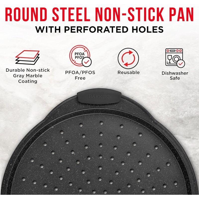 Non-Stick Pizza Pan with Silicone Handle 1 Pack, 13 Inch