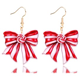 Christmas Earrings for Women Bow Earrings Christmas Stocking Stuffers Xmas Jewelry Acrylic Earring Dangle Drop Holiday Festival Accessories Gifts (A-Candies)