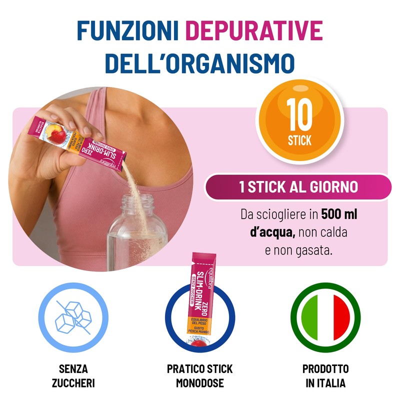 Equilibra Slim Drink Zero Zuccheri, Integratore per Equilibrio del Peso